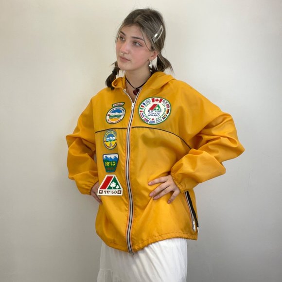 XL- VINTAGE 80s CANADA YELLOW WINDBREAKER - Picture 4 of 8